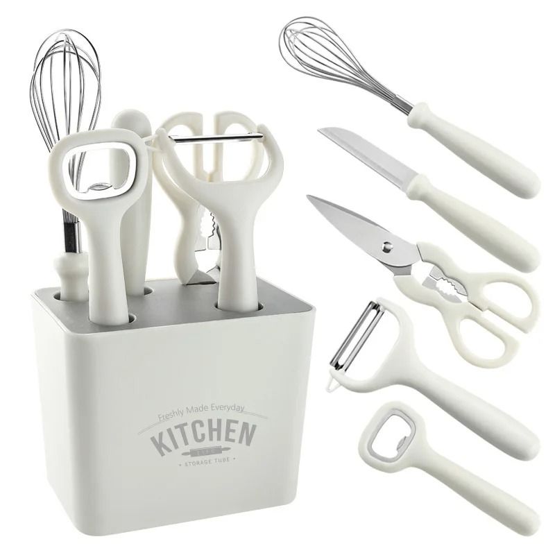 6PCS Kitchen Gadgets Set Stainless Steel Utensils Fruit And Vegetable Peeler Multiple-Function Gadgets Paring Knife Scissor
