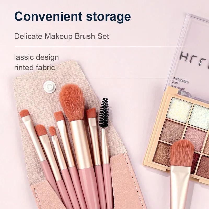 8Pcs Set  With Bag Makeup Brushes Sets Eye Shadow Foundation Powder Eyelash Lip Concealer Blush Travel Portable Soft Make Up Brush Sets