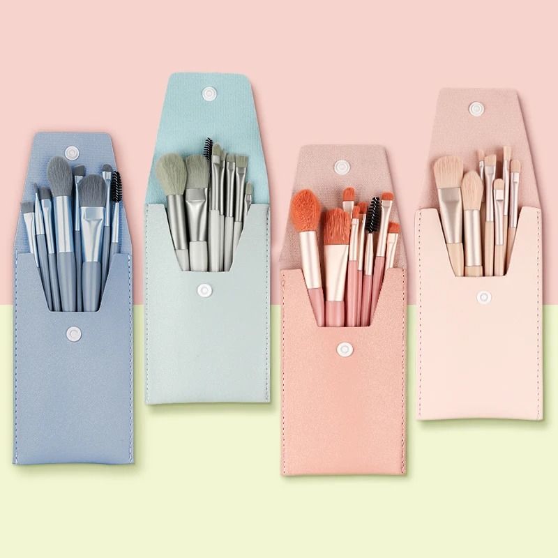 8Pcs Set  With Bag Makeup Brushes Sets Eye Shadow Foundation Powder Eyelash Lip Concealer Blush Travel Portable Soft Make Up Brush Sets