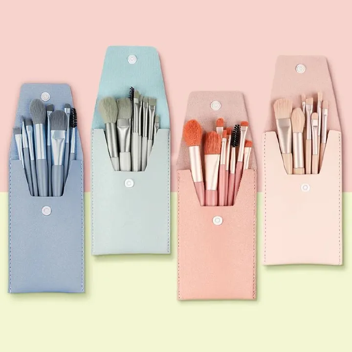 8Pcs Set  With Bag Makeup Brushes Sets Eye Shadow Foundation Powder Eyelash Lip Concealer Blush Travel Portable Soft Make Up Brush Sets