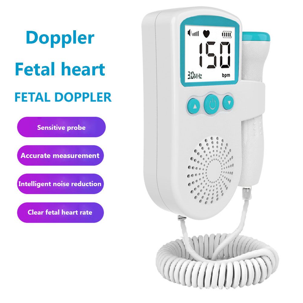 Fetal Doppler Heart Beat Monitor Backlight LCD Probe Baby Heart Beat Monitor  Prenatal Monitoring Devices