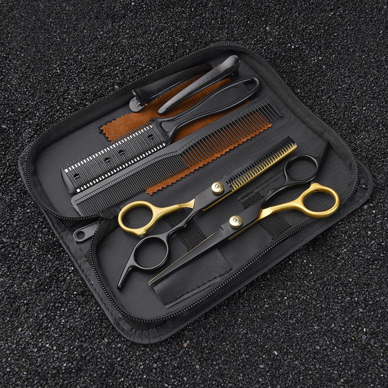 8Pcs Set 6.0'' Professional Hair Scissors Hairdressing Cutting Thinning Combs Haircut Shears Barbers Razor Stainless Steel