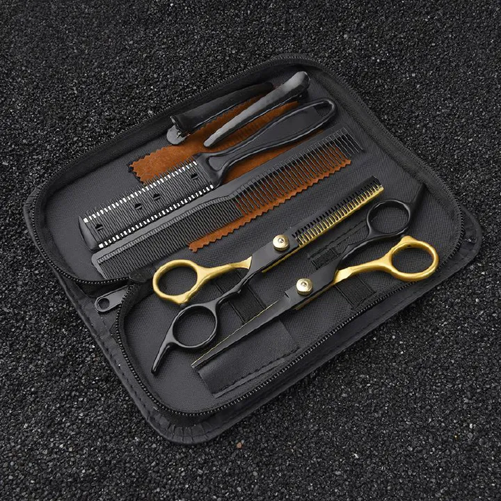 8Pcs Set 6.0'' Professional Hair Scissors Hairdressing Cutting Thinning Combs Haircut Shears Barbers Razor Stainless Steel