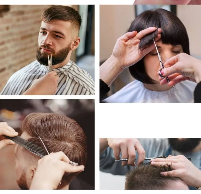 8Pcs Set 6.0'' Professional Hair Scissors Hairdressing Cutting Thinning Combs Haircut Shears Barbers Razor Stainless Steel
