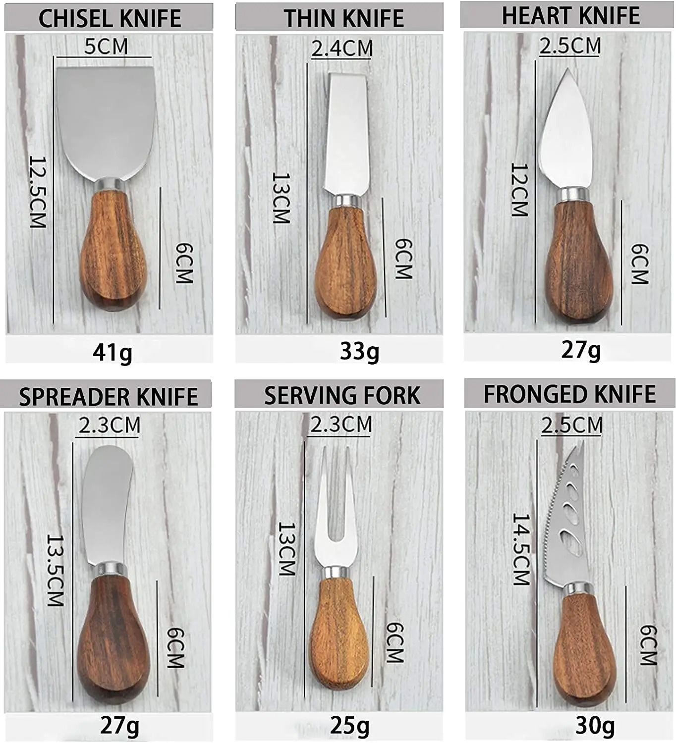 Six Piece Set of Cheese Knife Box Stainless Steel Cheese Knife Set of Six Piece Cheese Knife Cheese Knife Set