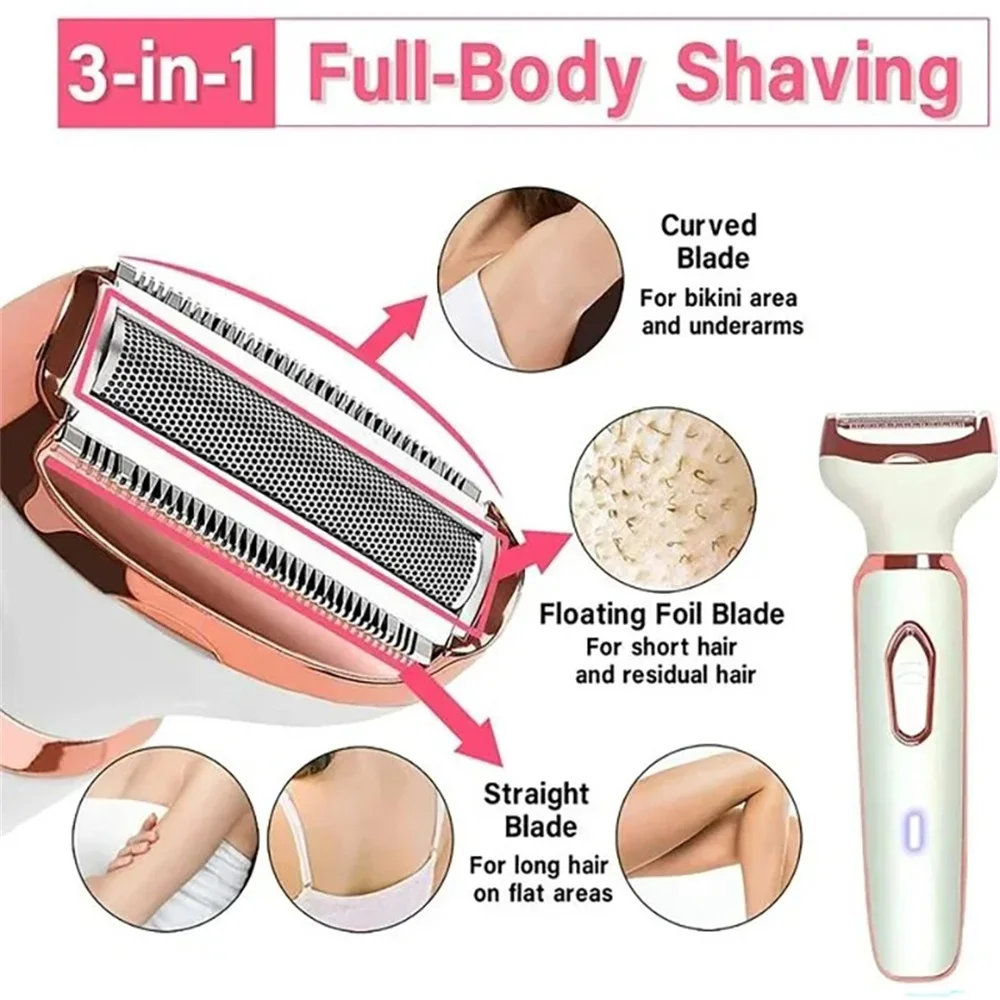 4 In 1 Electric Lady Shaver, Body Hair Removal Epilator, Painless Cordless Trimmer Razor, Gifts For Women