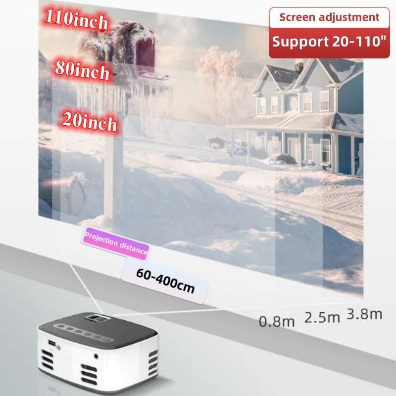Portable Mini LED 320x240 Pixels 600 Lumens Projector Home Media Player Built-in Speaker