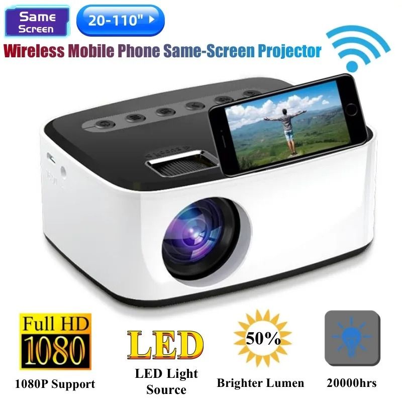 T20 USB LED HD 1080P  Wireless Mobile Phone MINI Projector Portable Home Theater Media Video Player