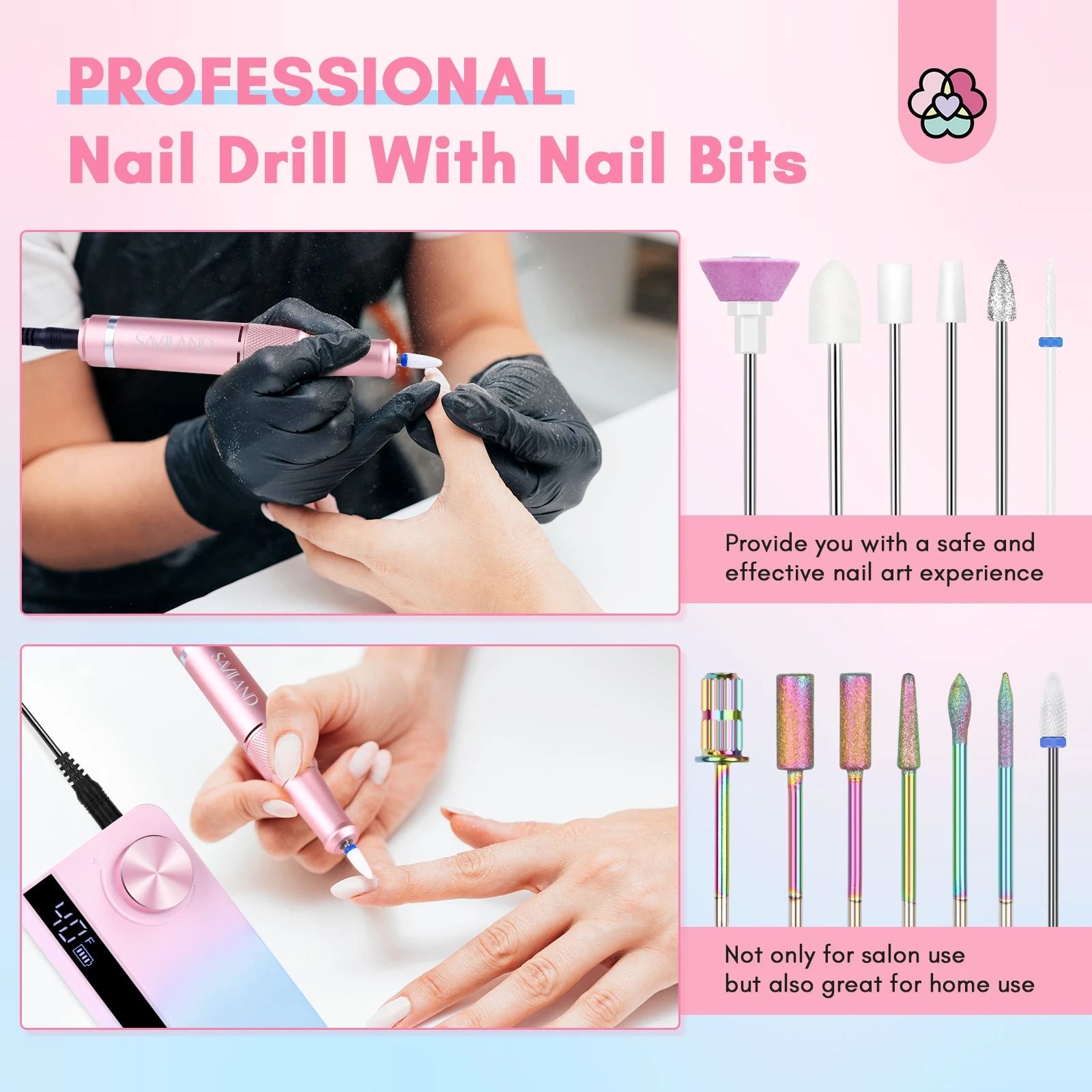 35000RPM Electric Nail Drill Machine Professional Nail Drills for Gel Nails Polish Rechargeable Portable Nail File Manicure Tool