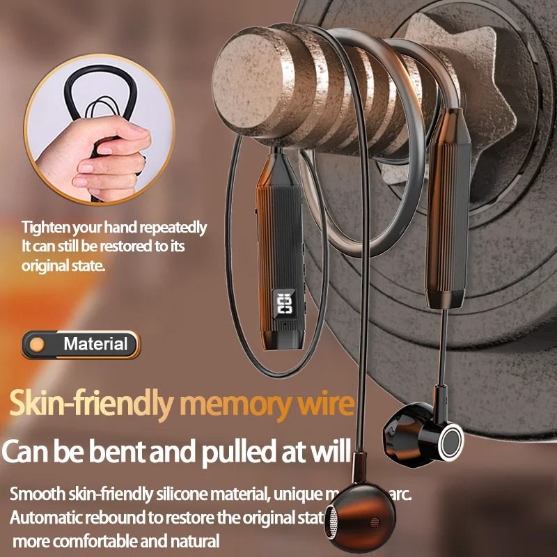 2025 New B017 Wireless Bluetooth Earphones LED Display Super Power  Neckband Magnetic Bass Sports Earphones Headphones Noise Reduction Headsets
