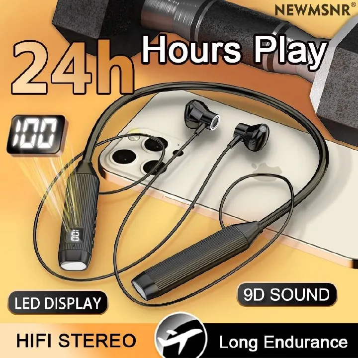 2025 New B017 Wireless Bluetooth Earphones LED Display Super Power  Neckband Magnetic Bass Sports Earphones Headphones Noise Reduction Headsets