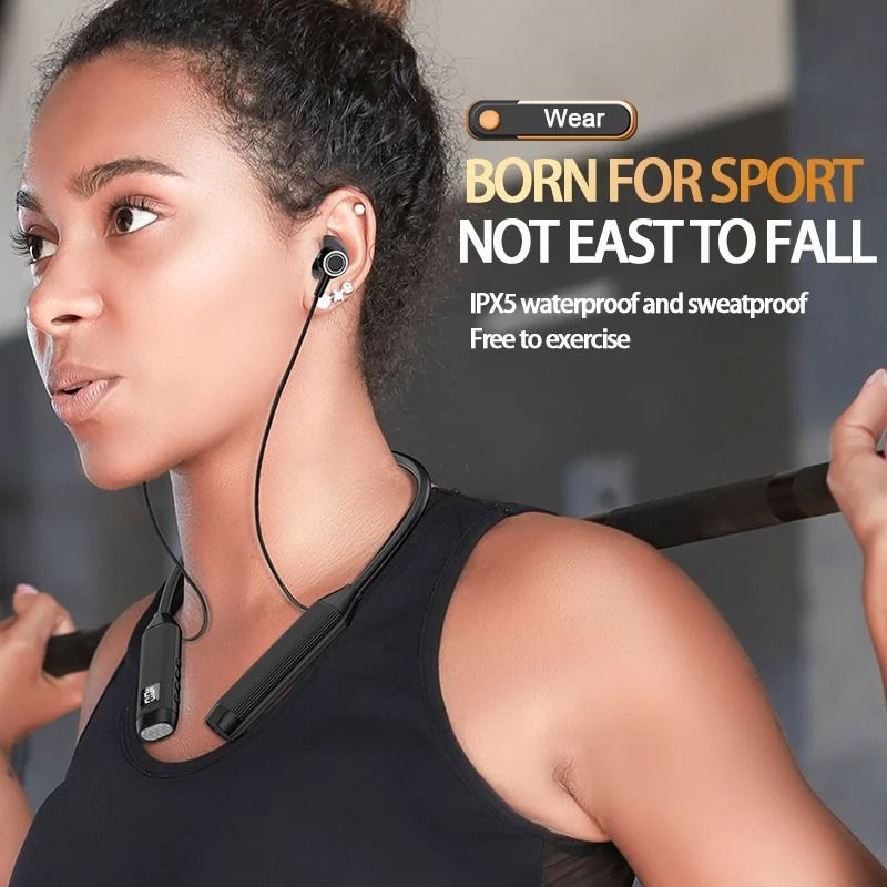 2025 New B017 Wireless Bluetooth Earphones LED Display Super Power  Neckband Magnetic Bass Sports Earphones Headphones Noise Reduction Headsets