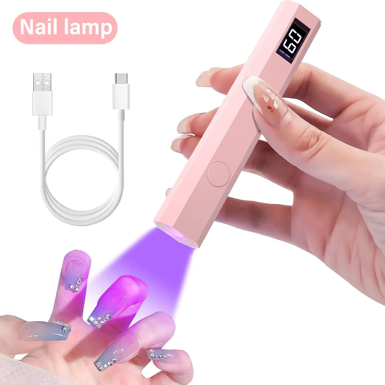 Handheld Nail Dryer Lamp UV/LED Nail Curing All Gel Polish Nail Art Tool USB Rechargeabl Quick Dry Nail Lamp