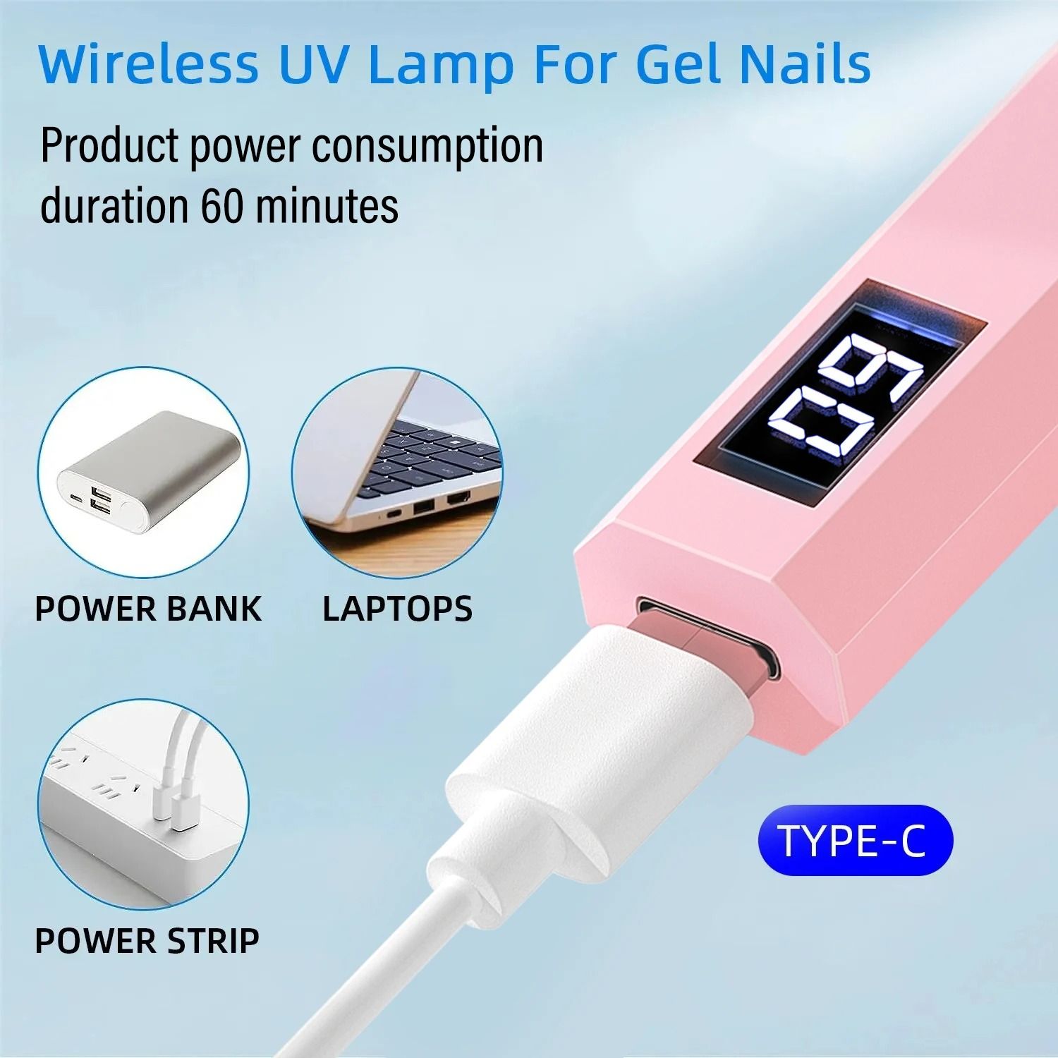 Handheld Nail Dryer Lamp UV/LED Nail Curing All Gel Polish Nail Art Tool USB Rechargeabl Quick Dry Nail Lamp