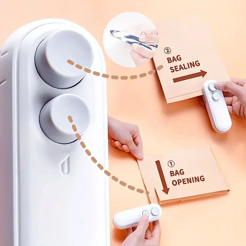 Mini Heat Bag Sealing Machine Package Sealer Bags Plastic Food Sealer Clip Bag Handheld Sealer Food Packaging Heat Sealer