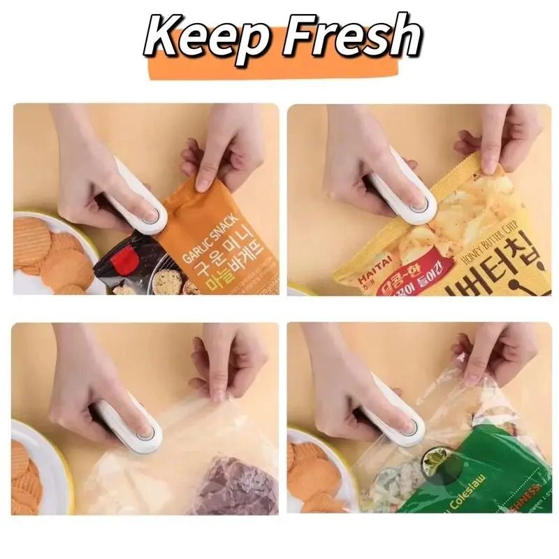 Mini Heat Bag Sealing Machine Package Sealer Bags Plastic Food Sealer Clip Bag Handheld Sealer Food Packaging Heat Sealer