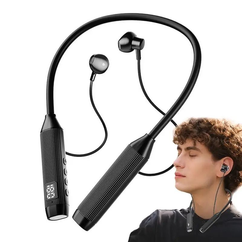 2025 New B017 Wireless Bluetooth Earphones LED Display Super Power  Neckband Magnetic Bass Sports Earphones Headphones Noise Reduction Headsets