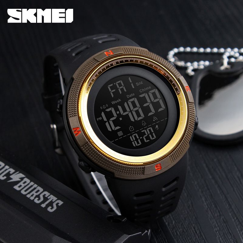 SKMEI 1251 Waterproof Digital Watch for Men Sport Countdown Electronic Wristwatches Mens Military LED Clock