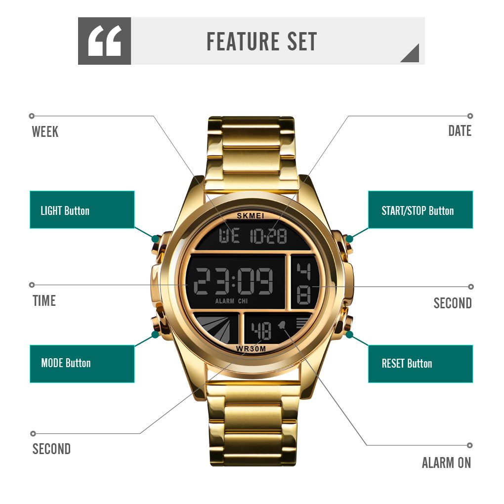 SKMEI 1448Luxury Digital Men Watches Waterproof Steel Electronic Men's Wrist Wristwatch Countdown Cloc