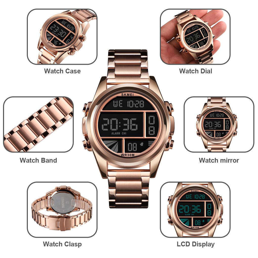 SKMEI 1448Luxury Digital Men Watches Waterproof Steel Electronic Men's Wrist Wristwatch Countdown Cloc