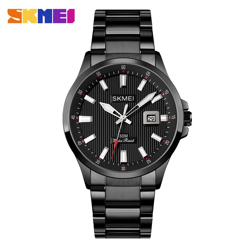 1654 SKMEI Quartz Watches Men Stainless Steel Wristwatch Luxury Fashion Date Watch Men's Business Hour