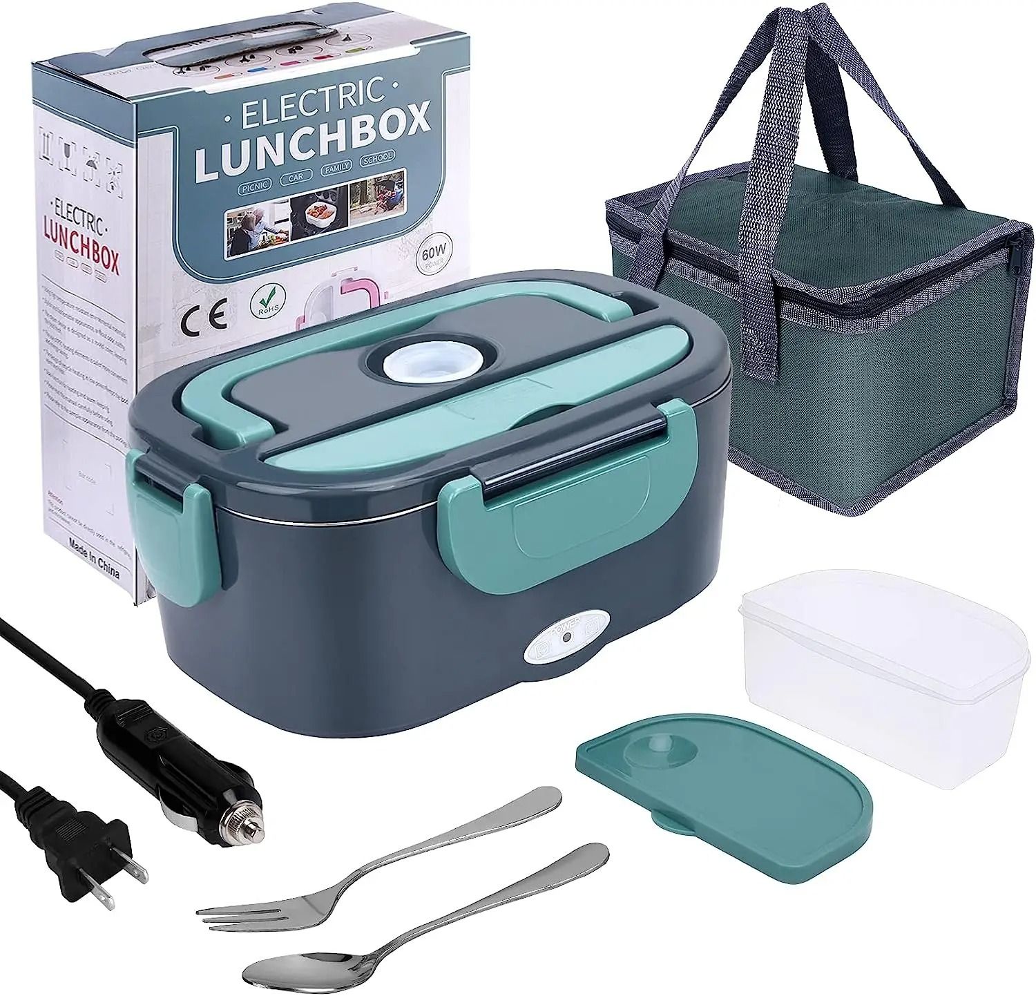 220V 1.5L Stainless Steel Electric Heating Lunch Box Plug School Office Home use Picnic Portable Food Warmer Container Heater