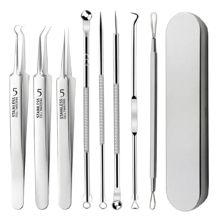 8pcs/4pcs set  Blackhead Comedone Acne Pimple Blemish Extractor Vacuum Blackhead Remover Tool Spoon for Face Skin Care Tool