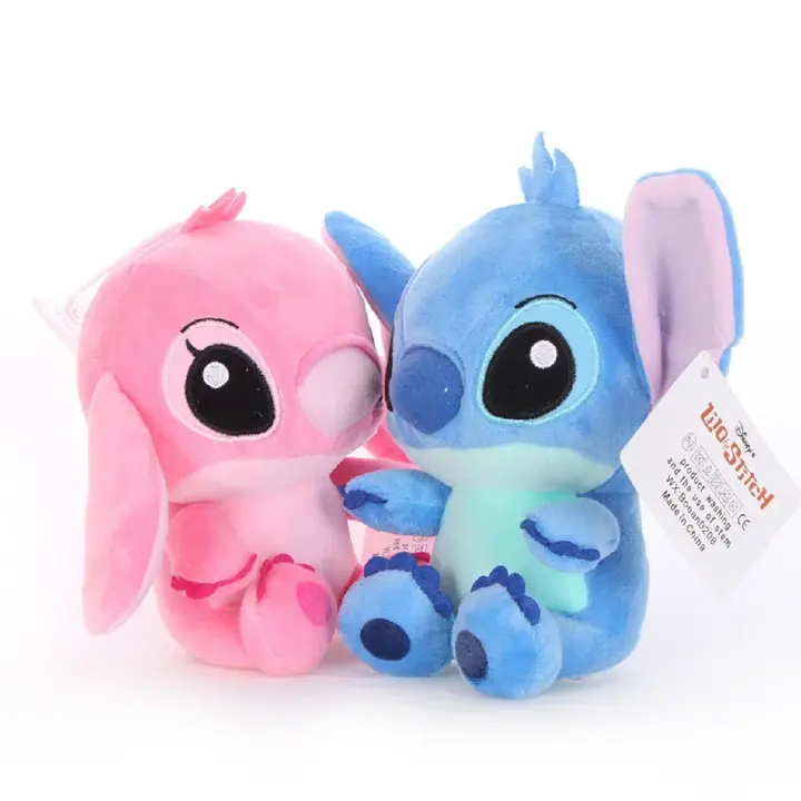 18CM Lilo & Stitch Plush Toys Pink Lilo Blue Stitch Stuffed Plush Dolls Pendant Toys Models Cute Boy Girl Birthday Gift