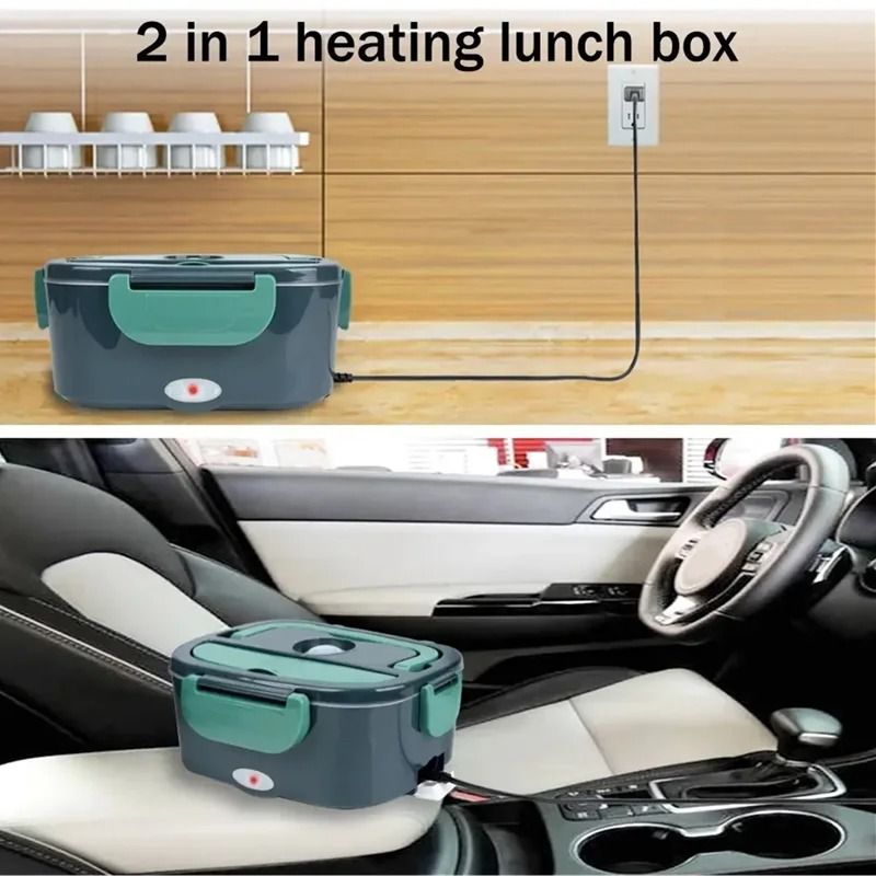 1.5L 220V 60W Stainless Steel Electric Heating Lunch Box Plug School Office Home/Car Use Picnic Portable Food Warmer Container Heater With Lunch Box Bag