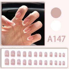 24pcs Fake Nails Reusable Stick On Nails Press on Full Cover False Nail Tips with Jelly Stickers Makeup Accessories