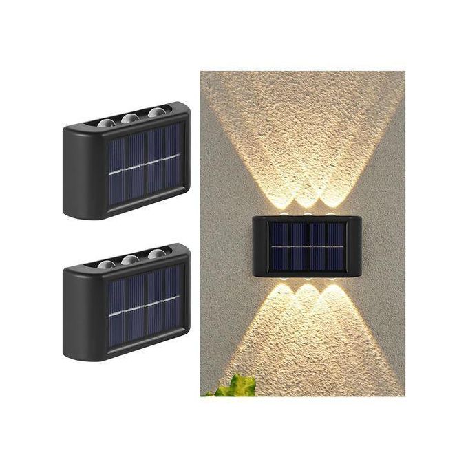 2PCS/Box Solar Wall Lamp Outdoor 4LED Warm Light Waterproof Up And Down Luminous Lighting Balcony Yard Garden Decoration Lights