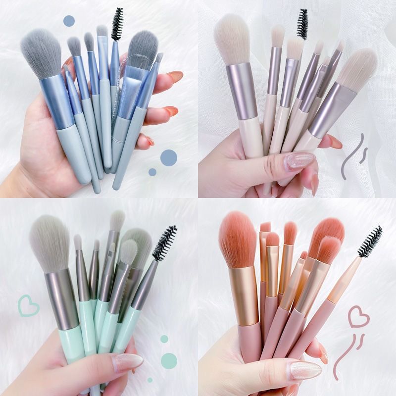 8Pcs Set  With Bag Makeup Brushes Sets Eye Shadow Foundation Powder Eyelash Lip Concealer Blush Travel Portable Soft Make Up Brush Sets