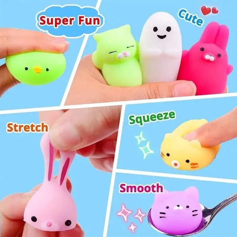 10pcs/Set Random Cute Animals Vent and Relieve Stress with Toys and Small Gifts Soft Rubber Animal Pinching