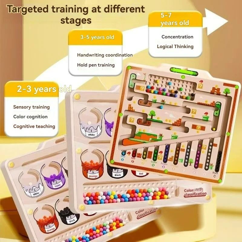 Children's Magnetic Games Maze Walking Ball Baby Concentration Training Writing Logic Thinking Early Education Puzzle Toy