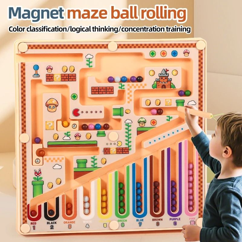 Children's Magnetic Games Maze Walking Ball Baby Concentration Training Writing Logic Thinking Early Education Puzzle Toy