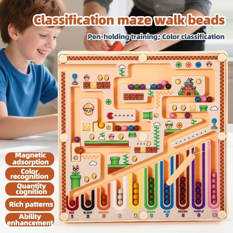 Children's Magnetic Games Maze Walking Ball Baby Concentration Training Writing Logic Thinking Early Education Puzzle Toy