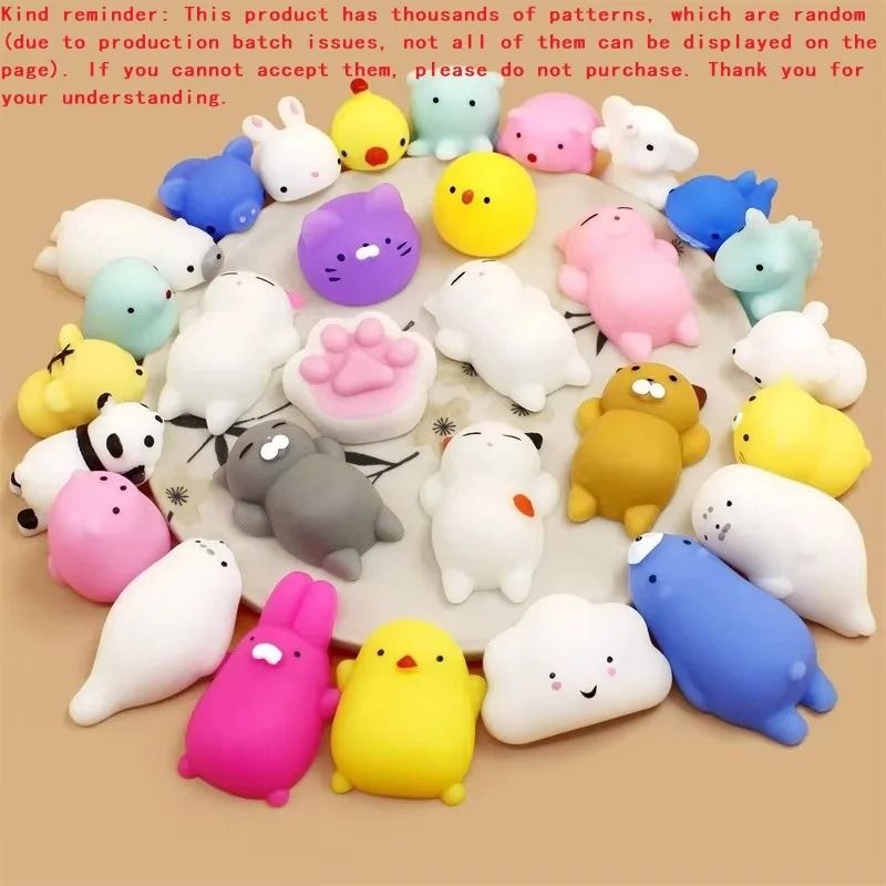 10pcs/Set Random Cute Animals Vent and Relieve Stress with Toys and Small Gifts Soft Rubber Animal Pinching
