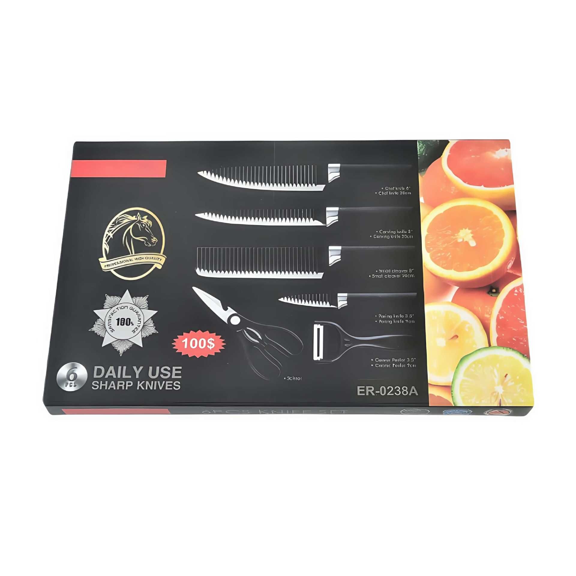 6Pcs/Sets  Knife Sets 1.2mm Thickness Kitchen Knives Cutters Kitchen Scissors Stainless Steel Knives Multifunctional Cutter Meat Vegetables Fruit Cutters