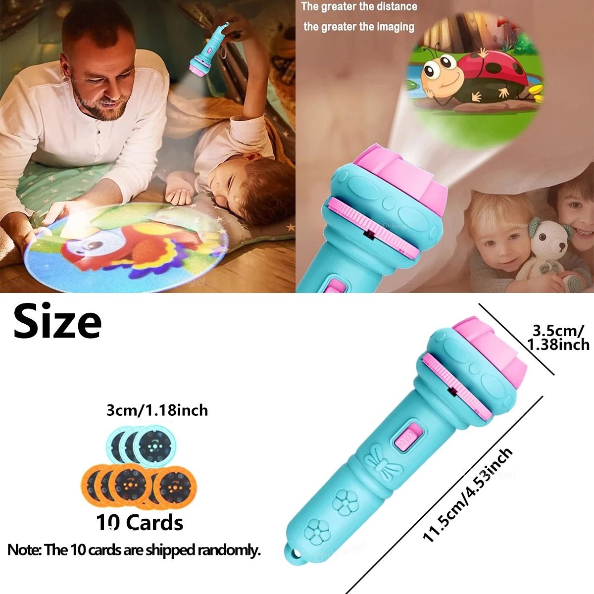 Baby Sleeping Story Book Flashlight Projector Torch Lamp Toy Early Education Toy for Kid Holiday Birthday Xmas Gift Light Up Toy