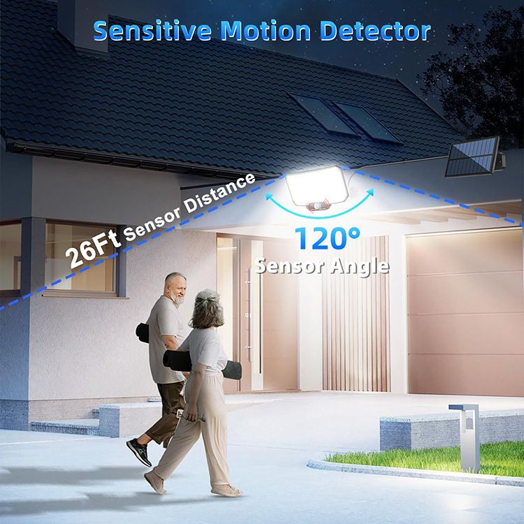 216LEDS Solar Light Outdoor Waterproof With Motion Sensor Floodlight Remote Control 3 Modes For Porch Patio Garage Backyard