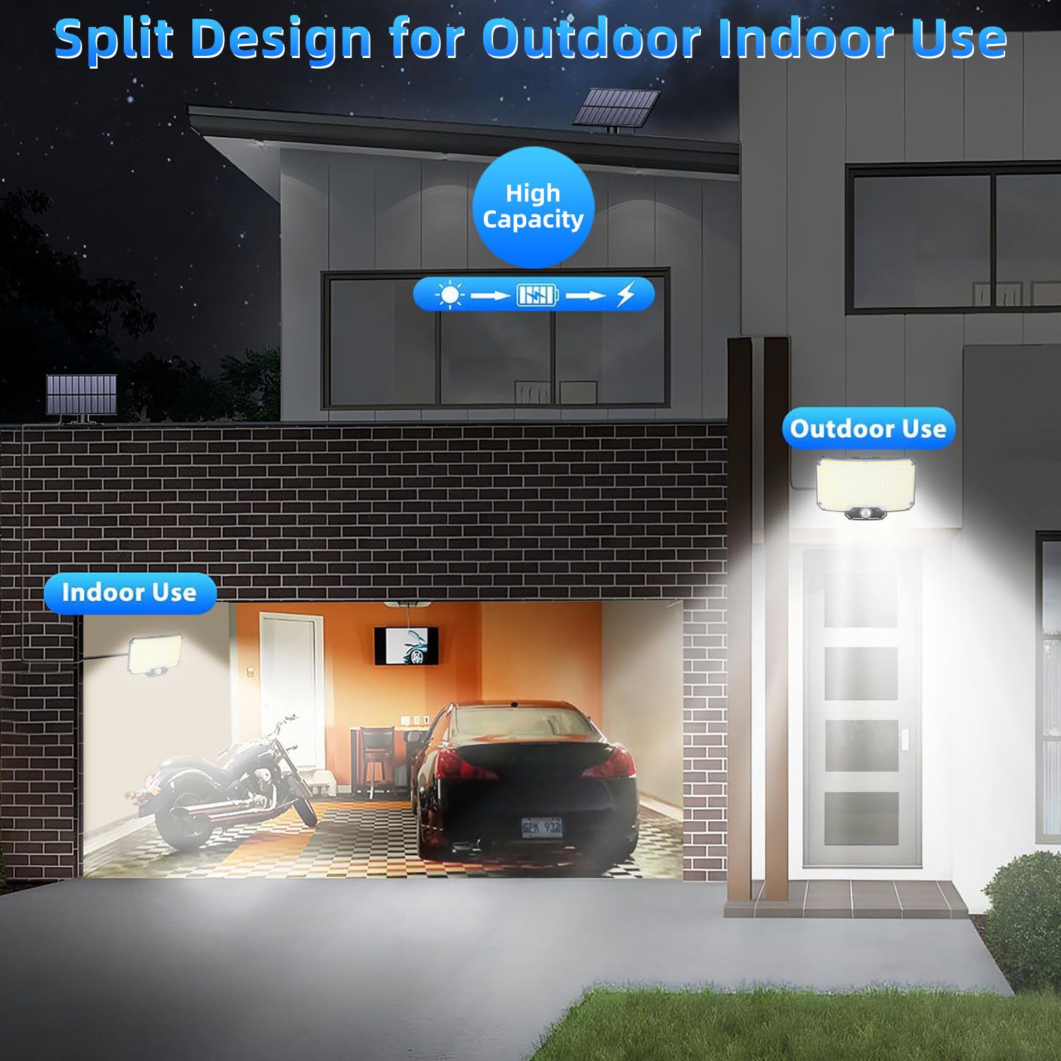 216LEDS Solar Light Outdoor Waterproof With Motion Sensor Floodlight Remote Control 3 Modes For Porch Patio Garage Backyard
