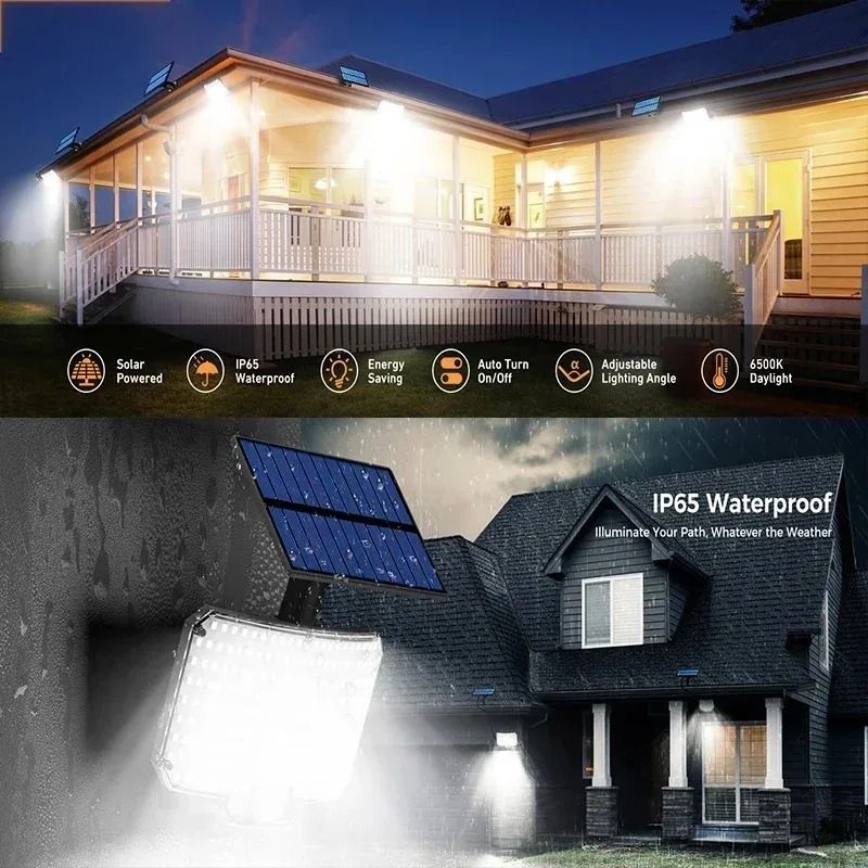 216LEDS Solar Light Outdoor Waterproof With Motion Sensor Floodlight Remote Control 3 Modes For Porch Patio Garage Backyard