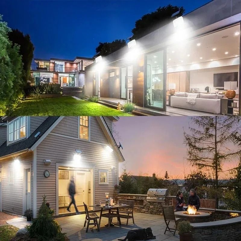 216LEDS Solar Light Outdoor Waterproof With Motion Sensor Floodlight Remote Control 3 Modes For Porch Patio Garage Backyard