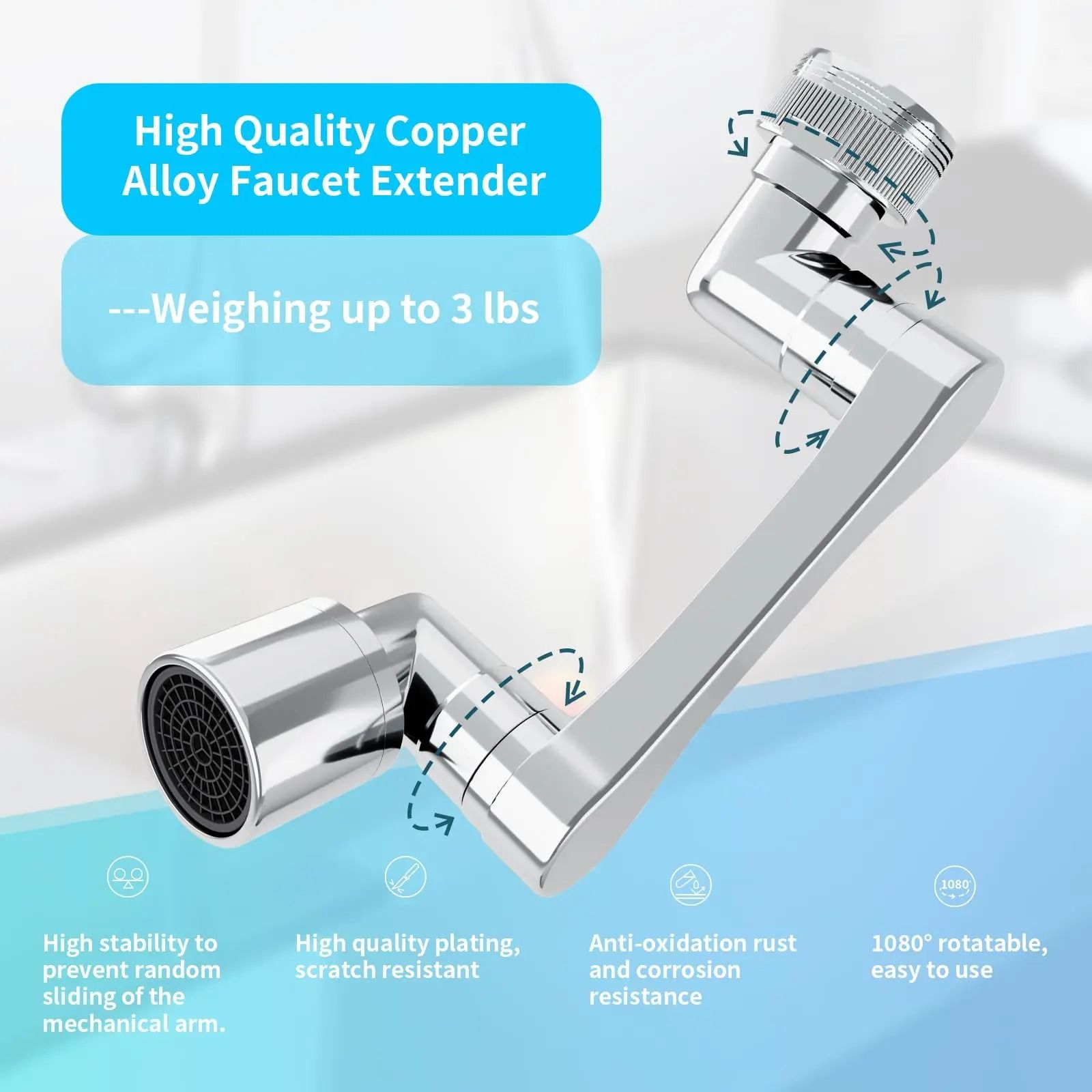 1080° Universal Rotation Faucet Extender Dual Mode Sprayer Head Kitchen Robot Arm Extension Taps Bathroom Swivel Faucet