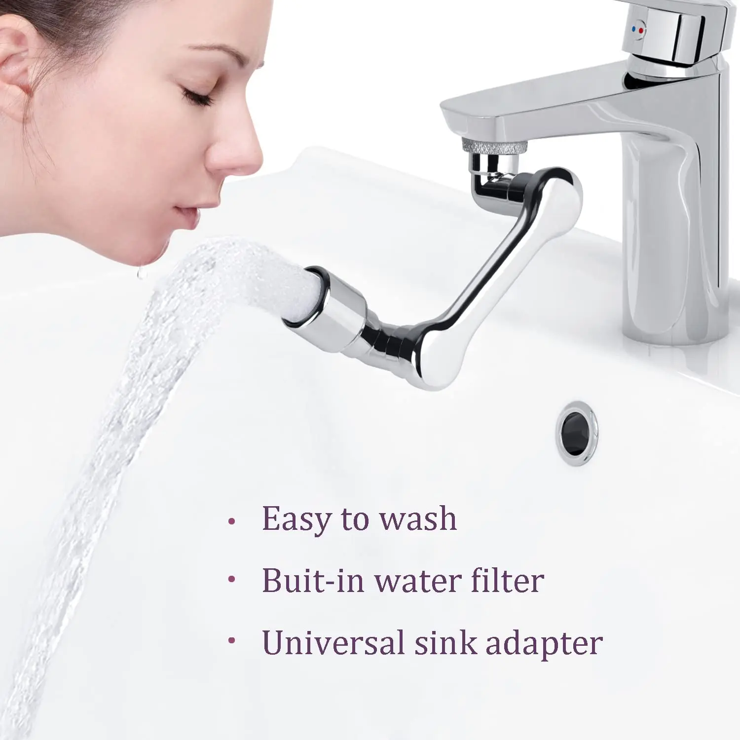 1080° Universal Rotation Faucet Extender Dual Mode Sprayer Head Kitchen Robot Arm Extension Taps Bathroom Swivel Faucet