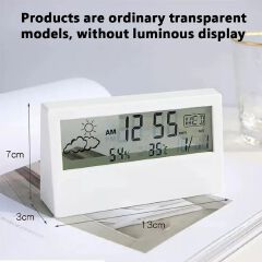 LCD Desktop Alarm Clock Transparent Calendar Weather Indoor Home Thermometers Digital Temperature Humidity Display Home Appliance Smart Life