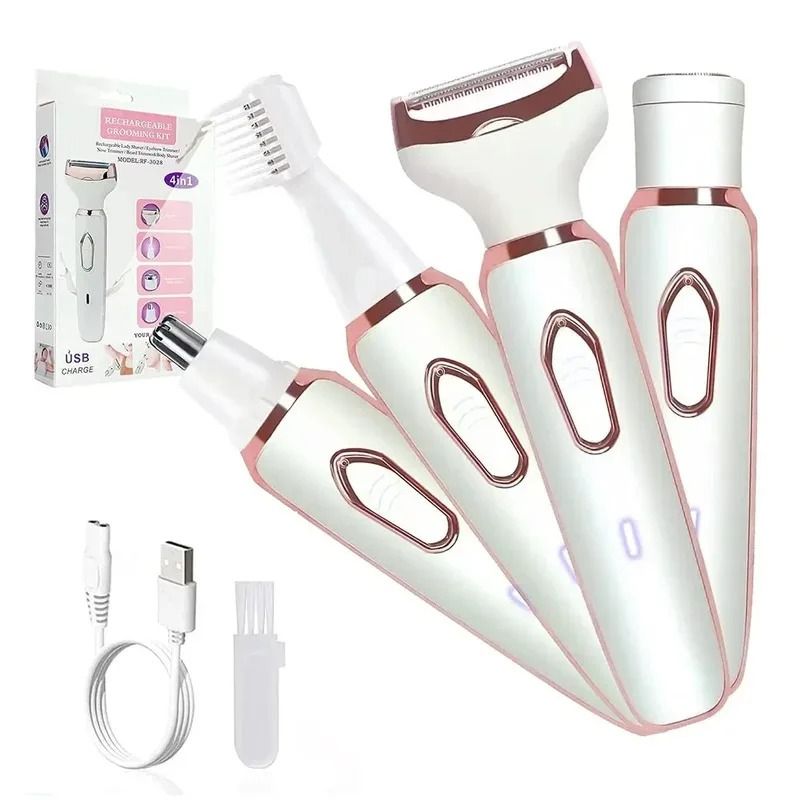 4 in 1 Electric Razor for Women Full Body Hair Trimmer Arm Armpit Private Hair Removal Instrume Lady Shaver Body Hair Removal Epilator Painless Cordless Trimmer Razor Gifts For Women