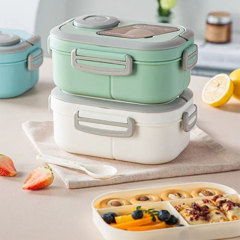 1200ML  2 Layer Bento Lunch Box With Spoon Fork Kid High Capacity Microwae Food Containers Portable Leakproof Office Camping