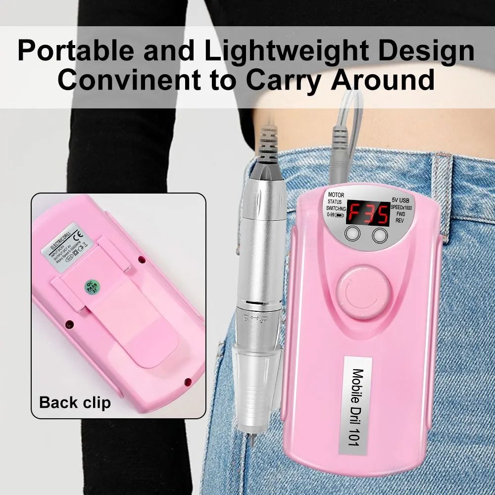 Professional Electric Nail Drill Manicure Grinder Machine 35000RPM Nail File Polishing Grinding Machine 65W Nail Milling Cutter Nail Art Tools