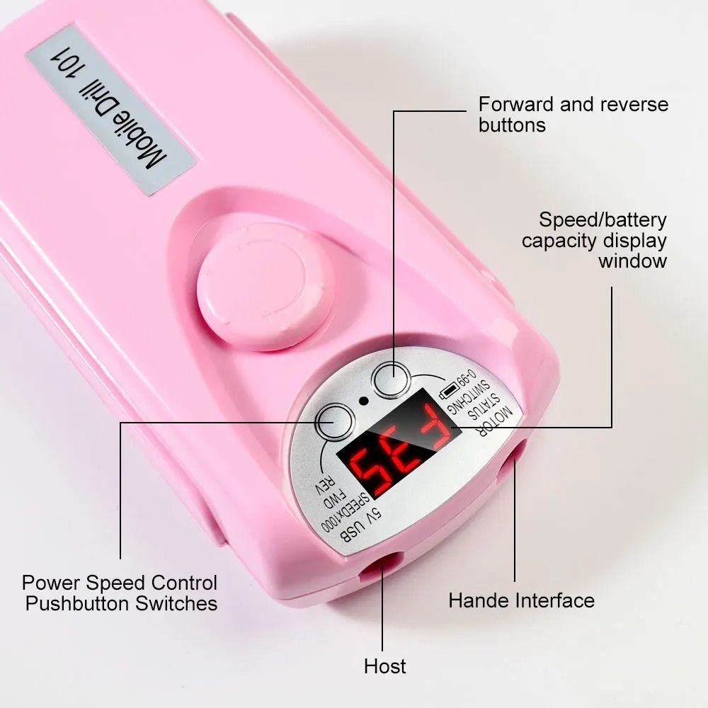 Professional Electric Nail Drill Manicure Grinder Machine 35000RPM Nail File Polishing Grinding Machine 65W Nail Milling Cutter Nail Art Tools